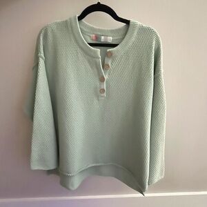 Free People Beach Oversized Light Sage Button Tunic Sweater